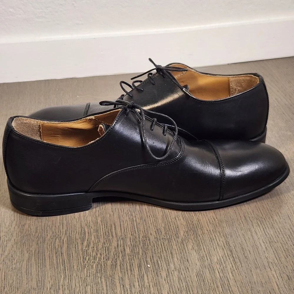 9.5 Bruno Magli Ricci Men's Black Leather Cap Toe Oxford Dress Shoes Worn Once